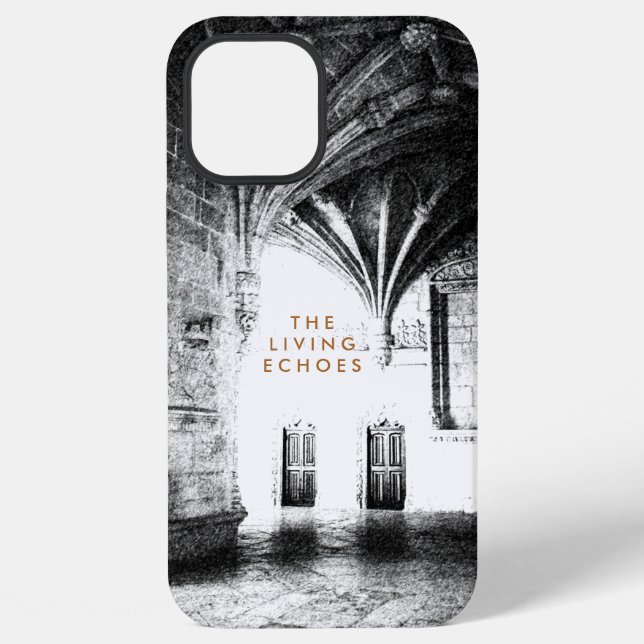 Black & White Classic Gothic Architecture Sketch iPhone Case (Back)