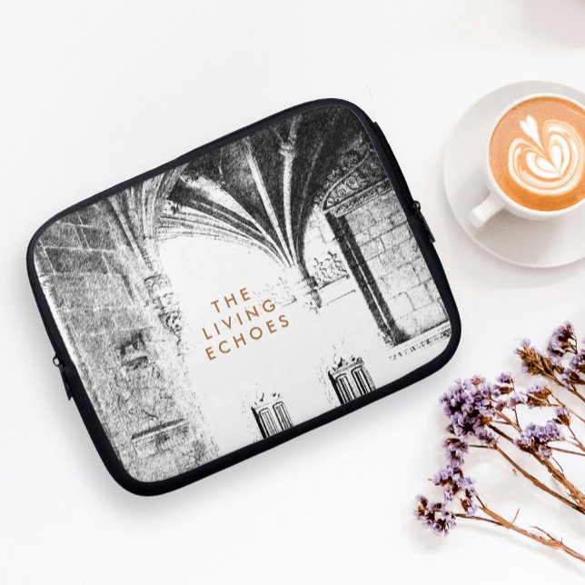 Black & White Classic Gothic Architecture Sketch Laptop Sleeve (Creator Uploaded)