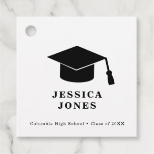 Black & White Classic Graduation Cap Class of 2021 Favor Tags