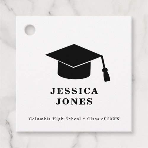 Black  White Classic Graduation Cap Class of 2021 Favor Tags