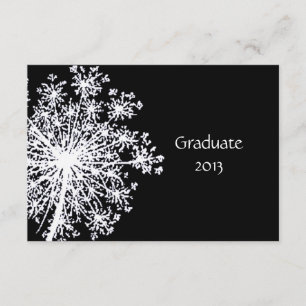 Black White Classic Graduation Queen Anne Lace Invitation