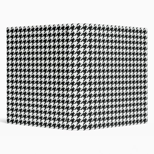Black White Classic Houndstooth Check 3 Ring Binder