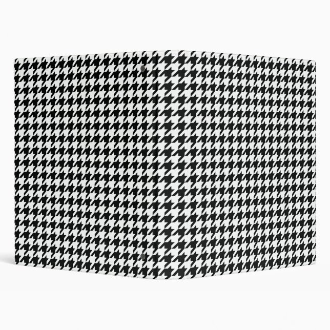 Black White Classic Houndstooth Check 3 Ring Binder (Background)