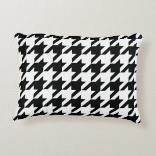 Black White Classic Houndstooth Check Accent Pillow