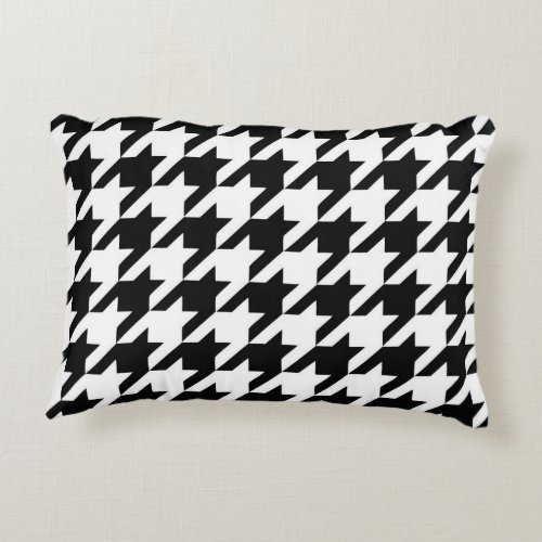 Black White Classic Houndstooth Check Accent Pillow
