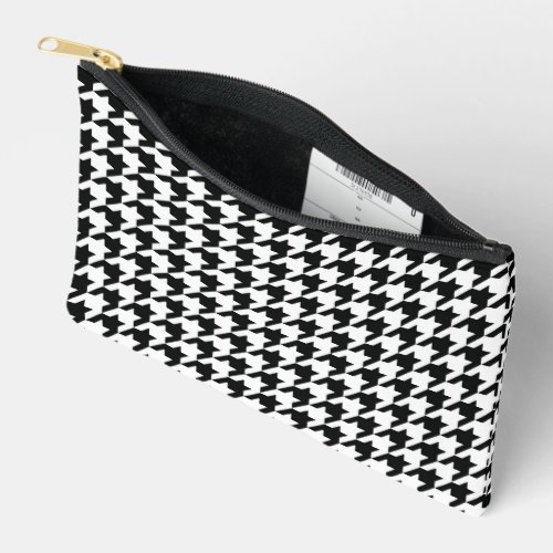 Black White Classic Houndstooth Check Accessory Pouch