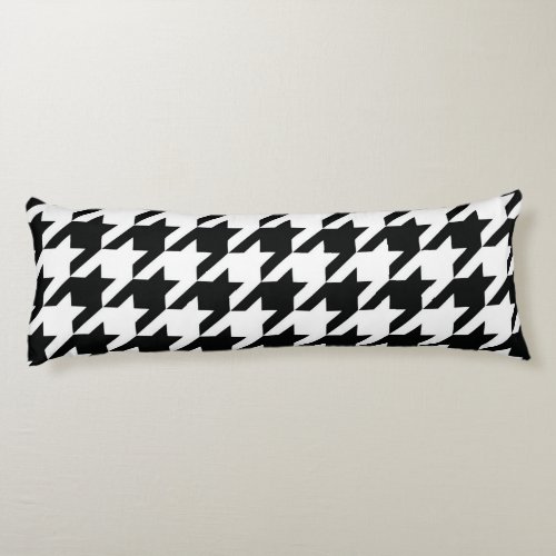 Black White Classic Houndstooth Check Body Pillow