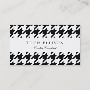 Black White Classic Houndstooth Check Business Card