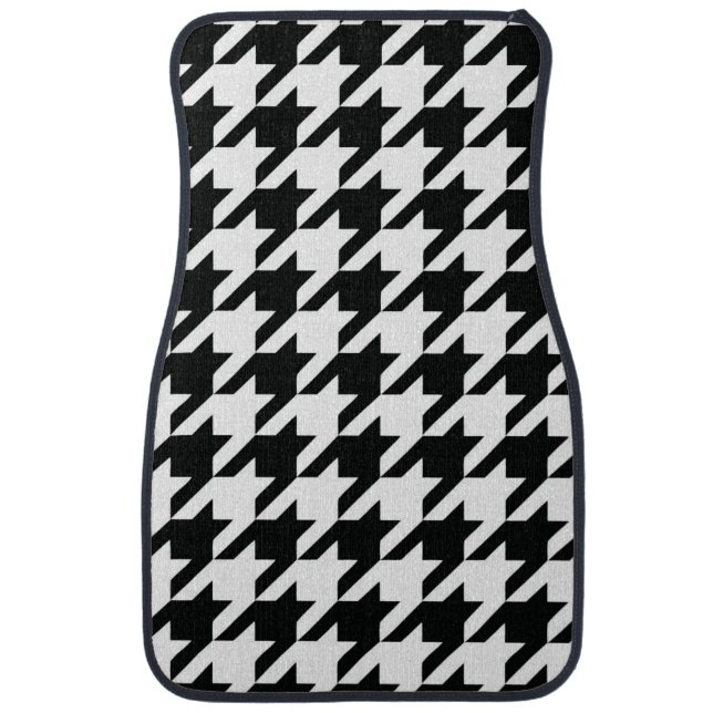 Black White Classic Houndstooth Check Car Mat (Front)