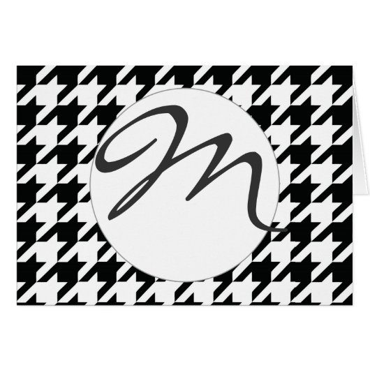 Black White Classic Houndstooth Check Cards (Front Horizontal)