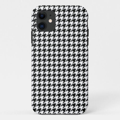 Black White Classic Houndstooth Check iPhone 11 Case