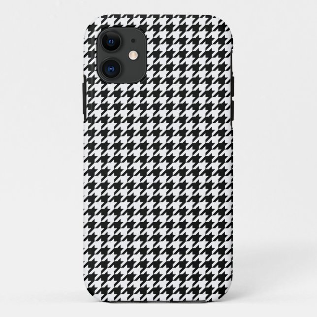 Black White Classic Houndstooth Check Case-Mate iPhone Case (Back)