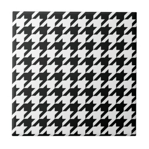 Black White Classic Houndstooth Check Ceramic Tile