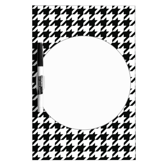 Black White Classic Houndstooth Check Dry-Erase Board (Front)