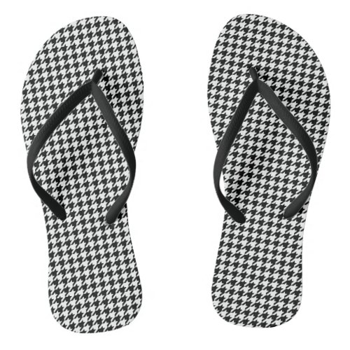 Black White Classic Houndstooth Check Flip Flops