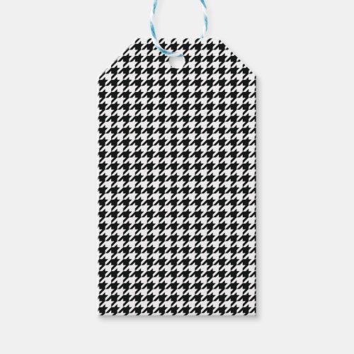 Black White Classic Houndstooth Check Gift Tags