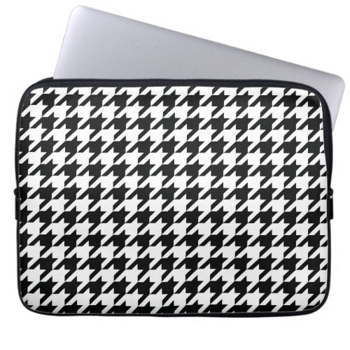 Black White Classic Houndstooth Check Laptop Sleeve