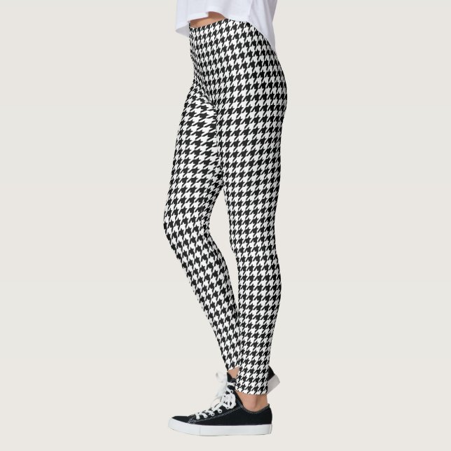 Black White Classic Houndstooth Check Leggings (Left)