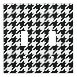 Black White Classic Houndstooth Check Light Switch Cover