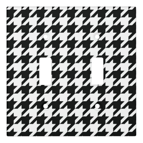 Black White Classic Houndstooth Check Light Switch Cover