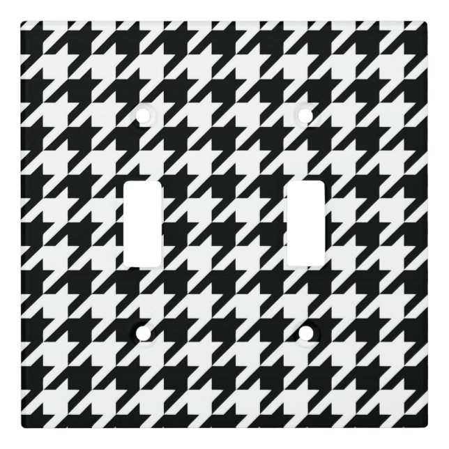 Black White Classic Houndstooth Check Light Switch Cover (Front)