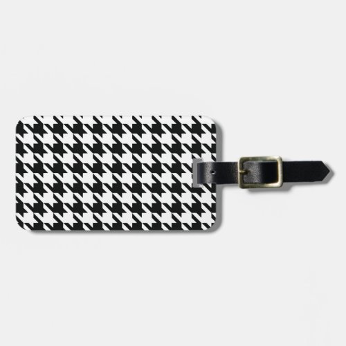 Black White Classic Houndstooth Check Luggage Tag