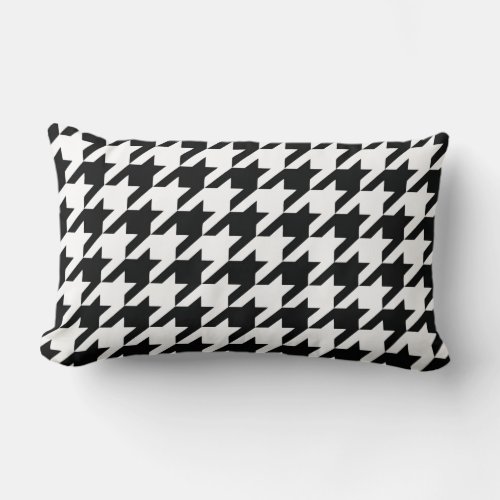 Black White Classic Houndstooth Check Lumbar Pillow