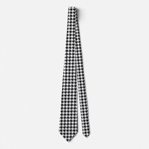 Black White Classic Houndstooth Check Neck Tie