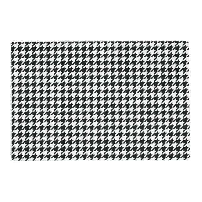 Black White Classic Houndstooth Check Placemat (Front)