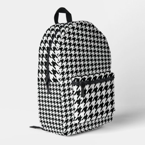 Black White Classic Houndstooth Check Printed Backpack