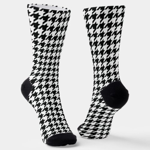 Black White Classic Houndstooth Check Socks