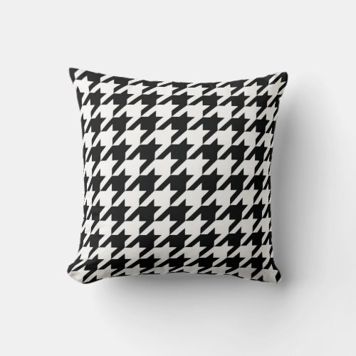Black White Classic Houndstooth Check Throw Pillow