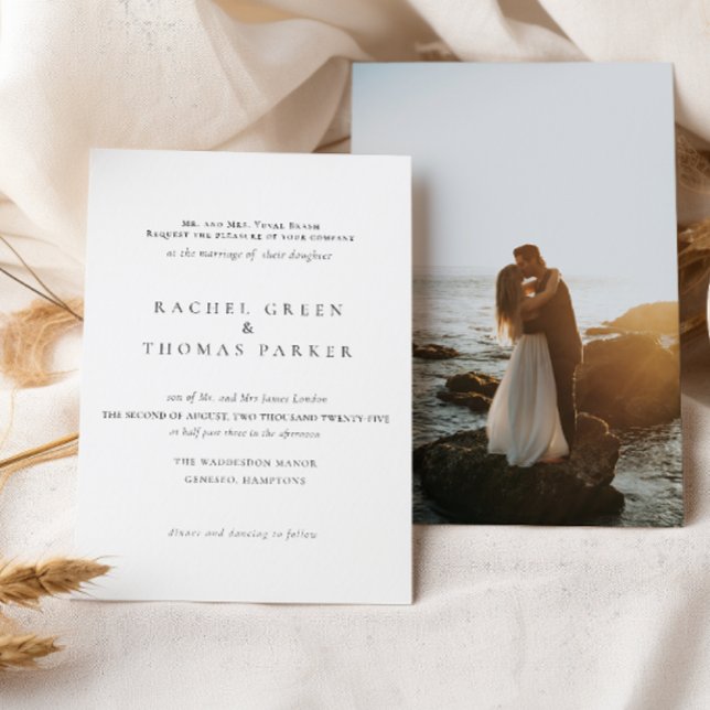 Black & White Classic Minimal Photo  Wedding  Invitation (Creator Uploaded)