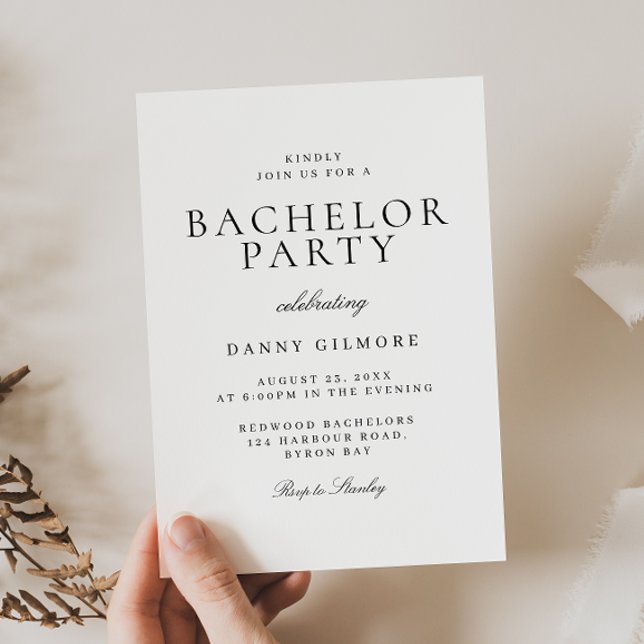 Black & White Classic Modern Bachelor Party Invitation (Creator Uploaded)