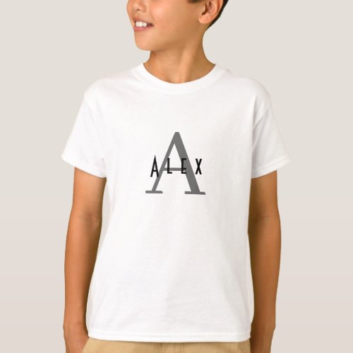 Black  White Classic Modern Custom Monogram T_Shirt