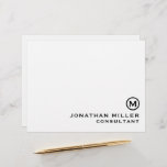 Black White Classic Monogram Letterhead<br><div class="desc">Timeless and elegant stationery design features black and white monogram medallion with name and title below in classic block typography that can be personalized with your monogram initial,  name or custom text. Space for your handwritten note is included and the back features a complimentary monogram medallion.</div>