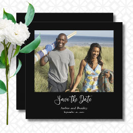 Black White Classic Photo QR Code Save the Date Invitation