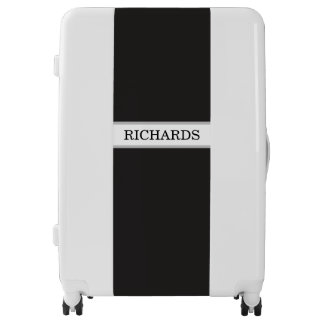 Black white classic simple clean personalized luggage