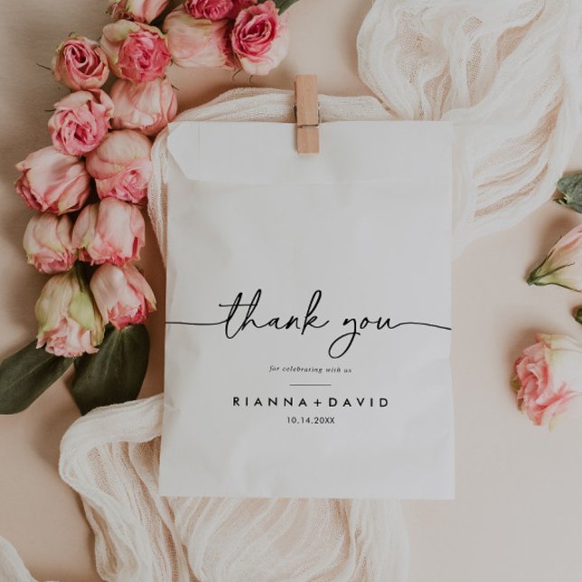 Black White Classic Thank You Wedding Favor Bag (Creator Uploaded)
