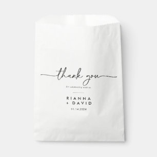 Black White Classic Thank You Wedding Favor Bag
