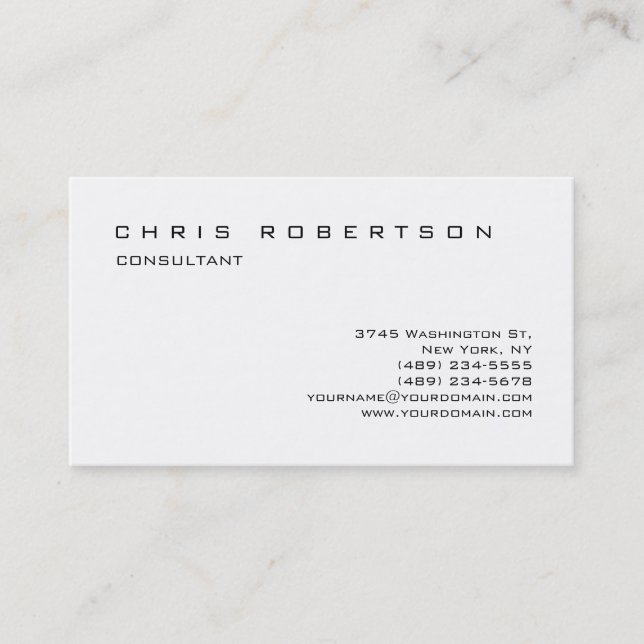Black White Classic Trendy Charming Business Card (Front)