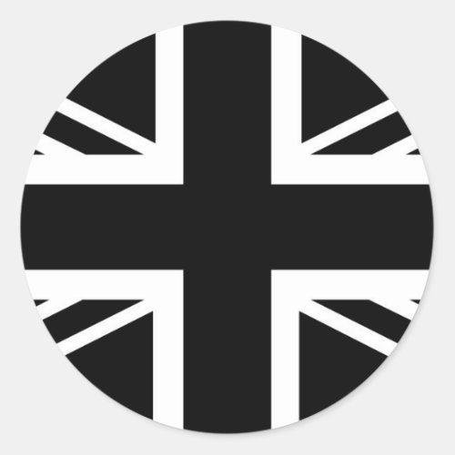 BLack  White Classic Union Jack BritishUK Flag Classic Round Sticker