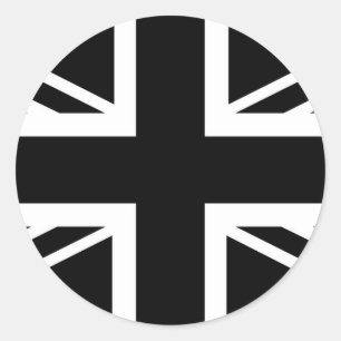 BLack & White Classic Union Jack British(UK) Flag Classic Round Sticker