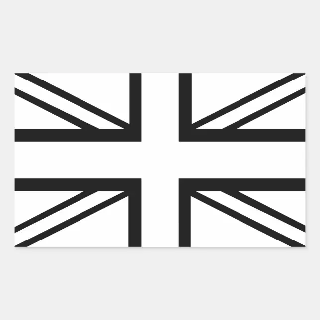 Black & White Classic Union Jack British(UK) Flag Rectangular Sticker ...