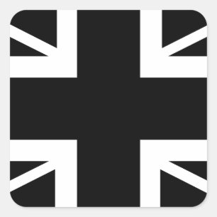 BLack & White Classic Union Jack British(UK) Flag Square Sticker