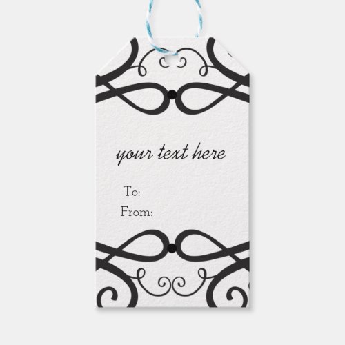 Black  White Classic Vintage Chic Wedding Gift Tags