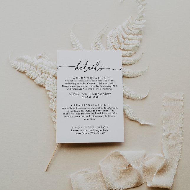 Black White Classic Wedding Details Enclosure Card (Creator Uploaded)