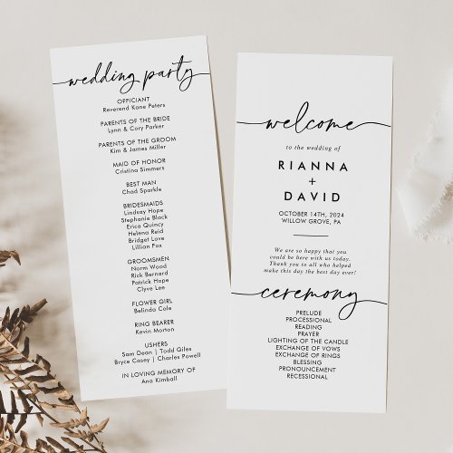 Black White Classic Wedding Program