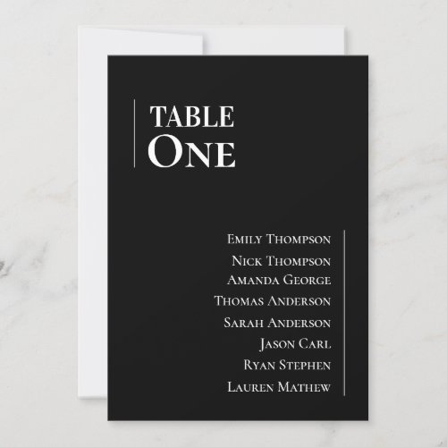 Black White Classic Wedding Table Seating Chart