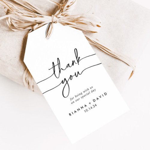 Black White Classic Wedding Thank You Gift Tags